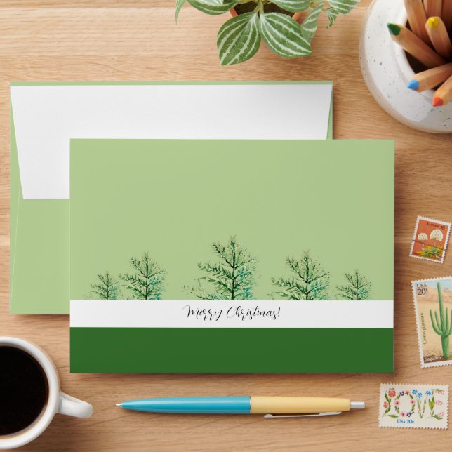 Artistic Watercolor Tree Personalised Envelope (Desk)