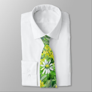 Artistic Watercolor wild flowers Tie