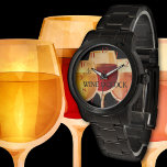 Artistic Watercolor Wine O Clock  Watch<br><div class="desc">Watch featuring a painting of three glasses of wine. The numbers are separate images and can be deleted if you do not need them. Nice for a wine lover!</div>