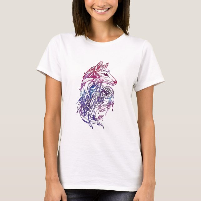 Artistic Watercolor Wolf T-Shirt (Front)