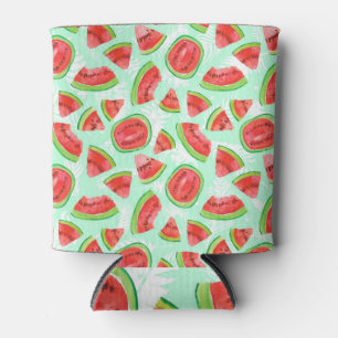 Artistic Watermelon: Watercolor Fruit Pattern. Can Cooler