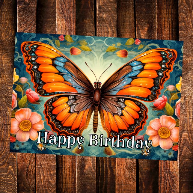 Artistic Whimsical Butterfly Happy Birthday Card (Artistic Whimsical Butterfly)