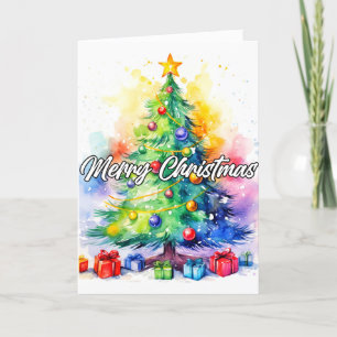 Artistic Whimsical Decorative Christmas Tree Holiday Card