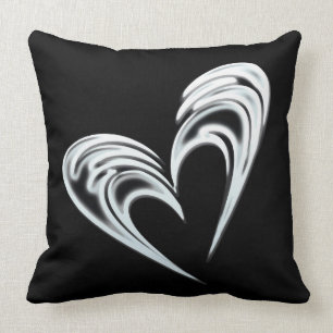 Artistic white heart on black background cushion