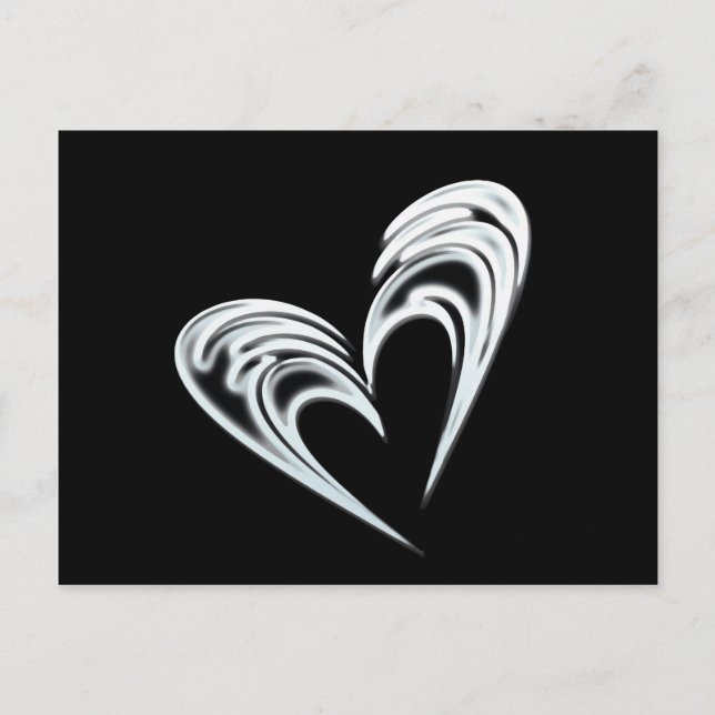 Artistic white heart on black background postcard (Front)