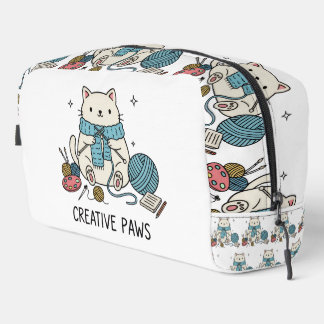 Artistic White Kitten Knitting Accessories Design Dopp Kit