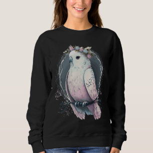 Artistic White Parakeet Budgie Bird Flower Crown P Sweatshirt