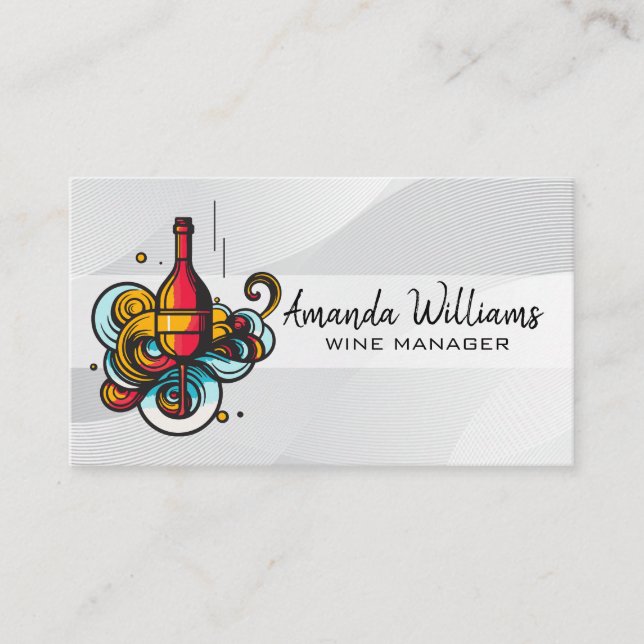 Artistic Wine Bottle Glass Logo Business Card (Front)