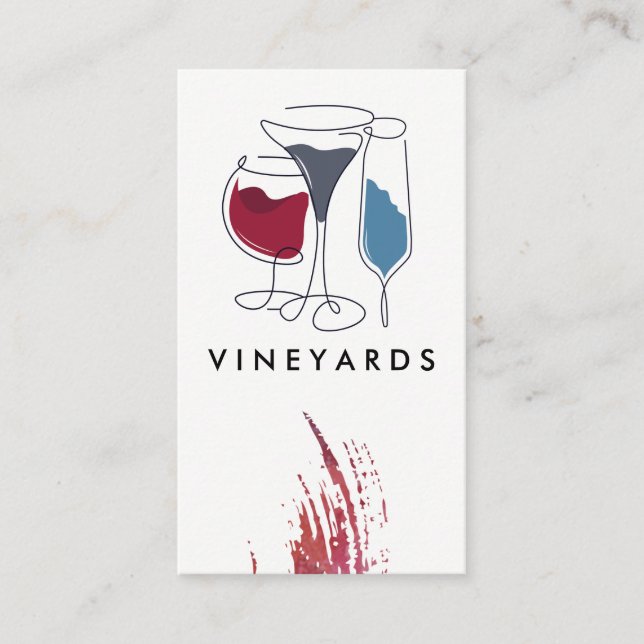 Artistic Wine Glasses Drawings | Creative  Business Card (Front)