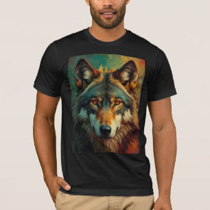 Artistic Wolf Portrait – Vibrant Oil Painting Tee