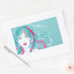 Artistic Woman Illustration Rectangular Sticker