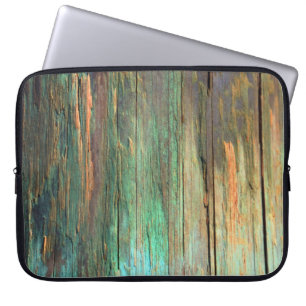 Artistic wood grain colourful laptop sleeve