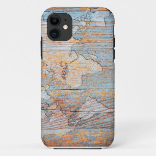 Artistic wooden world map iPhone 11 case