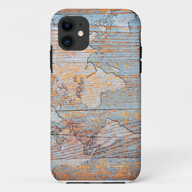 Artistic wooden world map Case-Mate iPhone case (Back)
