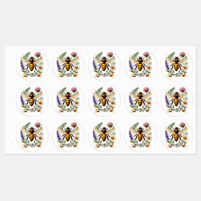 Artistic World Bee Day Illustration with Honeybee  (Sheet)