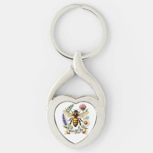 Artistic World Bee Day Illustration with Honeybee Key Ring