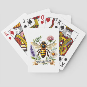 Artistic World Bee Day Illustration with Honeybee Playing Cards