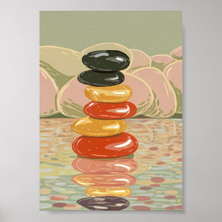 Artistic Zen Stone Stack Polished Pebbles  Poster