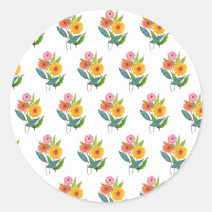 Artistic Zinnia Wildflower Flower Classic Round Sticker