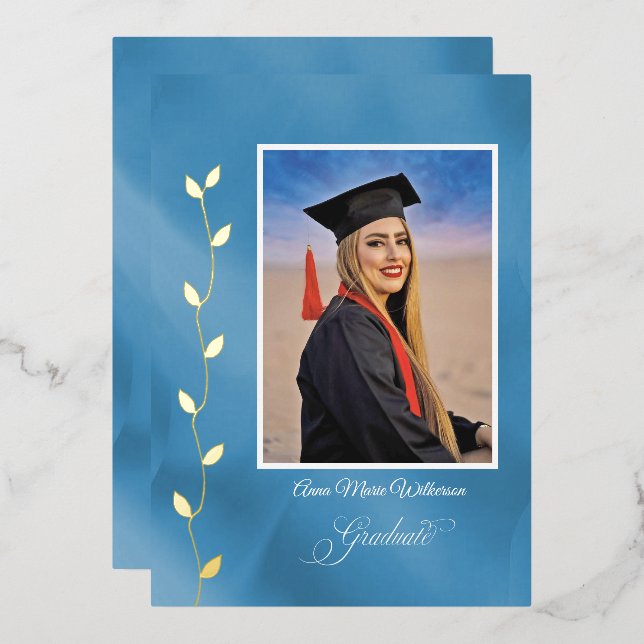 Artistry Blue College Graduation announcement (Front/Back)