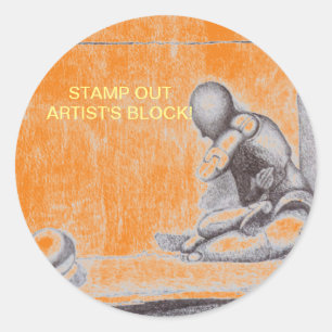 Artists and creative people dread artist's block classic round sticker