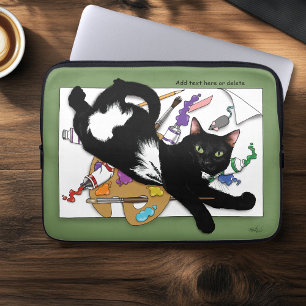 Artist's Black Cat Laptop Sleeve