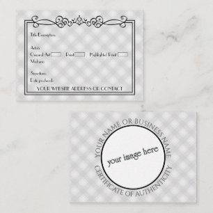 Artists' Blank COA Certificate of Authenticity Card