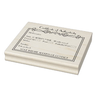 Artists' Blank COA Certificate of Authenticity Rubber Stamp