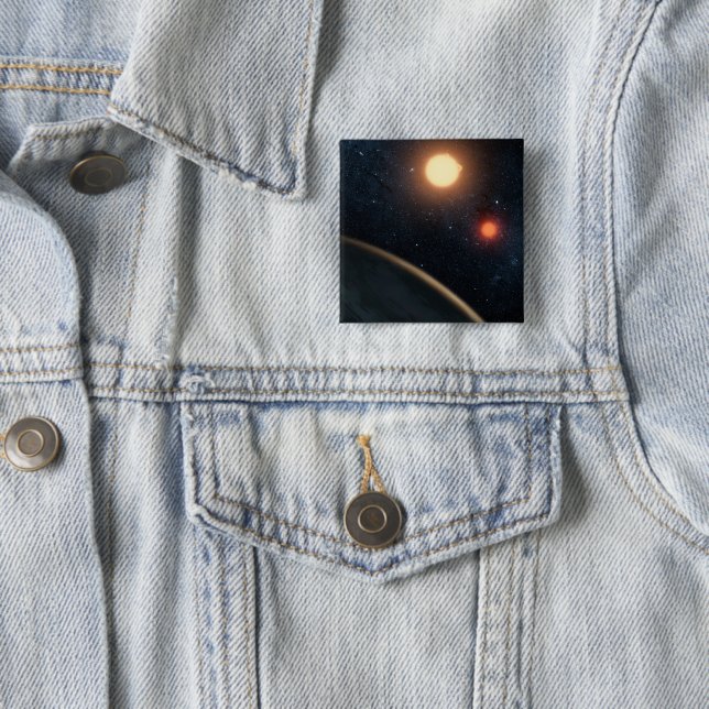 Artist's Concept Illustrating Kepler-16b. 15 Cm Square Badge (In Situ)