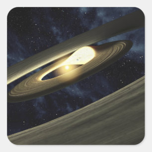 Artist's concept showing a lump of material square sticker