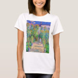 Artist's Garden, Monet T-Shirt<br><div class="desc">Oscar-Claude Monet (14 November 1840 – 5 December 1926) was a French painter, a founder of French Impressionist painting and the most consistent and prolific practitioner of the movement's philosophy of expressing one's perceptions before nature, especially as applied to plein air landscape painting. The term ""Impressionism"" is derived from the...</div>