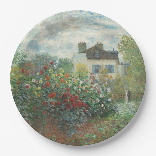 Artist's Garden Renoir Impressionist Painting Paper Plate (Front)