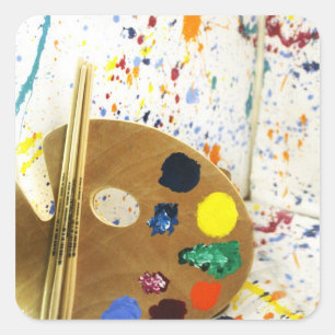 Artists Paint Splatter And Palette of Paint Square Sticker