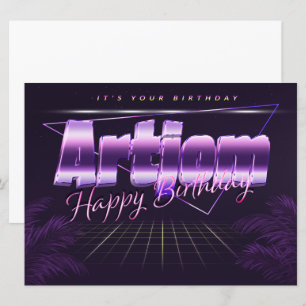 Artjom Name Vorname lila retro Karte Geburtstag Card