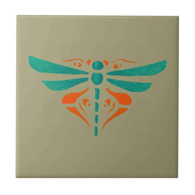 Arts And Crafts or Craftsman 1907 Dragonfly Design Tile (Front)