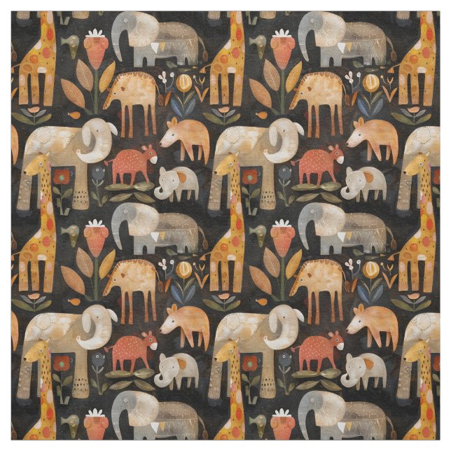 Arts and crafts safari animals fabric (Swatch)