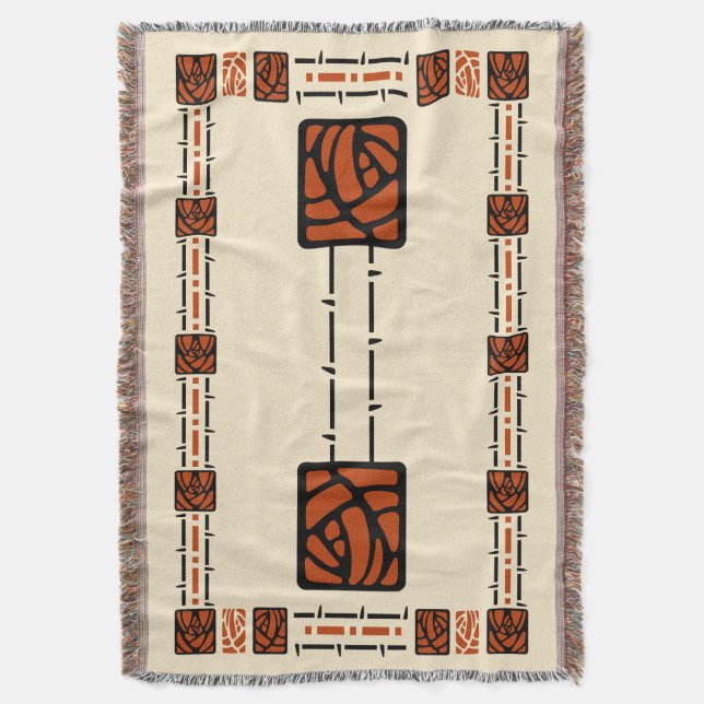 Arts and Crafts Style Briar Rose Pattern Throw Blanket (Front Vertical)