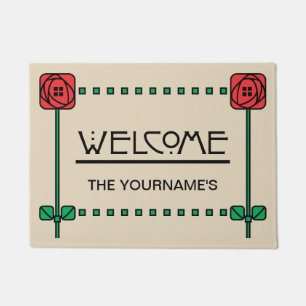 Arts And Crafts Style Personalised Welcome Doormat