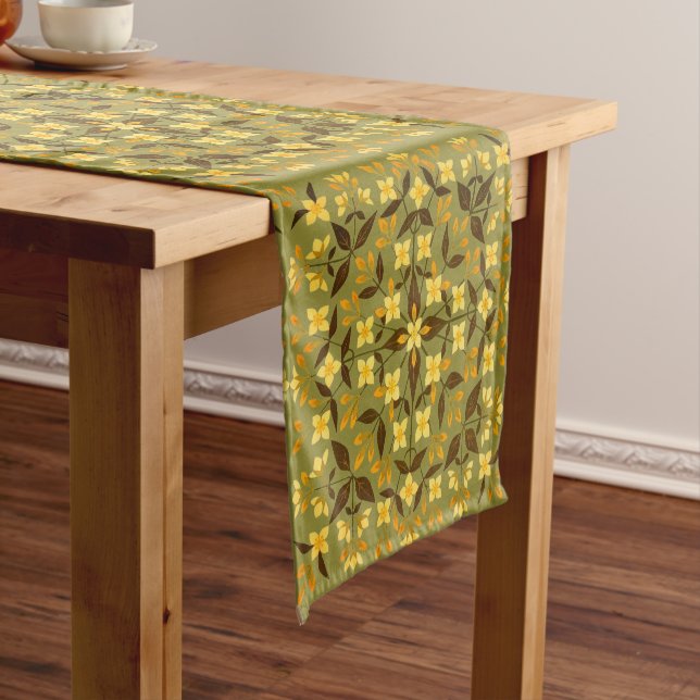 Arts And Crafts Style Syringa Blossoms Pattern Short Table Runner (In Situ)