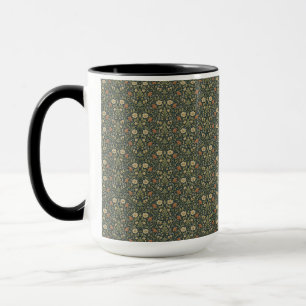Arts and Crafts Teal and Brown Botanical Mug
