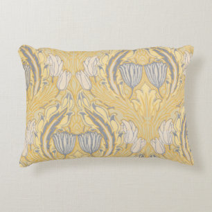 Arts and Crafts Walter Crane Blue White Tulips Decorative Cushion