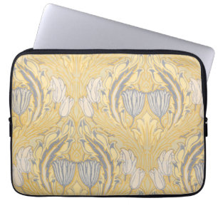 Arts and Crafts Walter Crane Blue White Tulips Laptop Sleeve