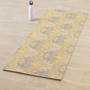Arts and Crafts Walter Crane Blue White Tulips Yoga Mat