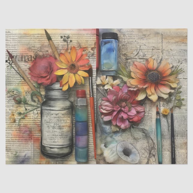 Arts & Craft Inspired Floral Tissue Paper  (Front)