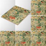 Arts & Crafts Birds & Flowers Pattern by Voysey Tile<br><div class="desc">This is a digitally enhanced print of an antique c. 1925 Birds and Flowers pattern by Arts and Crafts architect Charles Francis Annesley Voysey. You can customise the background colour.</div>