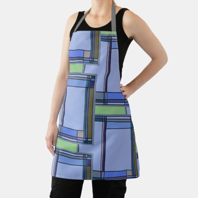 Arts & Crafts Blue Geometric Apron (Insitu)