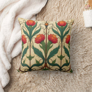 Arts & Crafts Craftsman and Mission frieze floral  Cushion