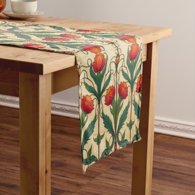 Arts & Crafts Craftsman and Mission frieze floral  Short Table Runner (In Situ)