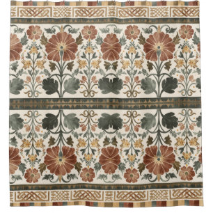 Arts & Crafts Craftsman and Mission frieze floral Shower Curtain