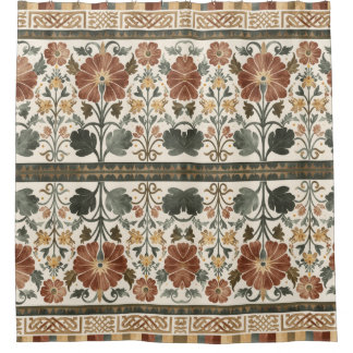 Arts & Crafts Craftsman and Mission frieze floral Shower Curtain